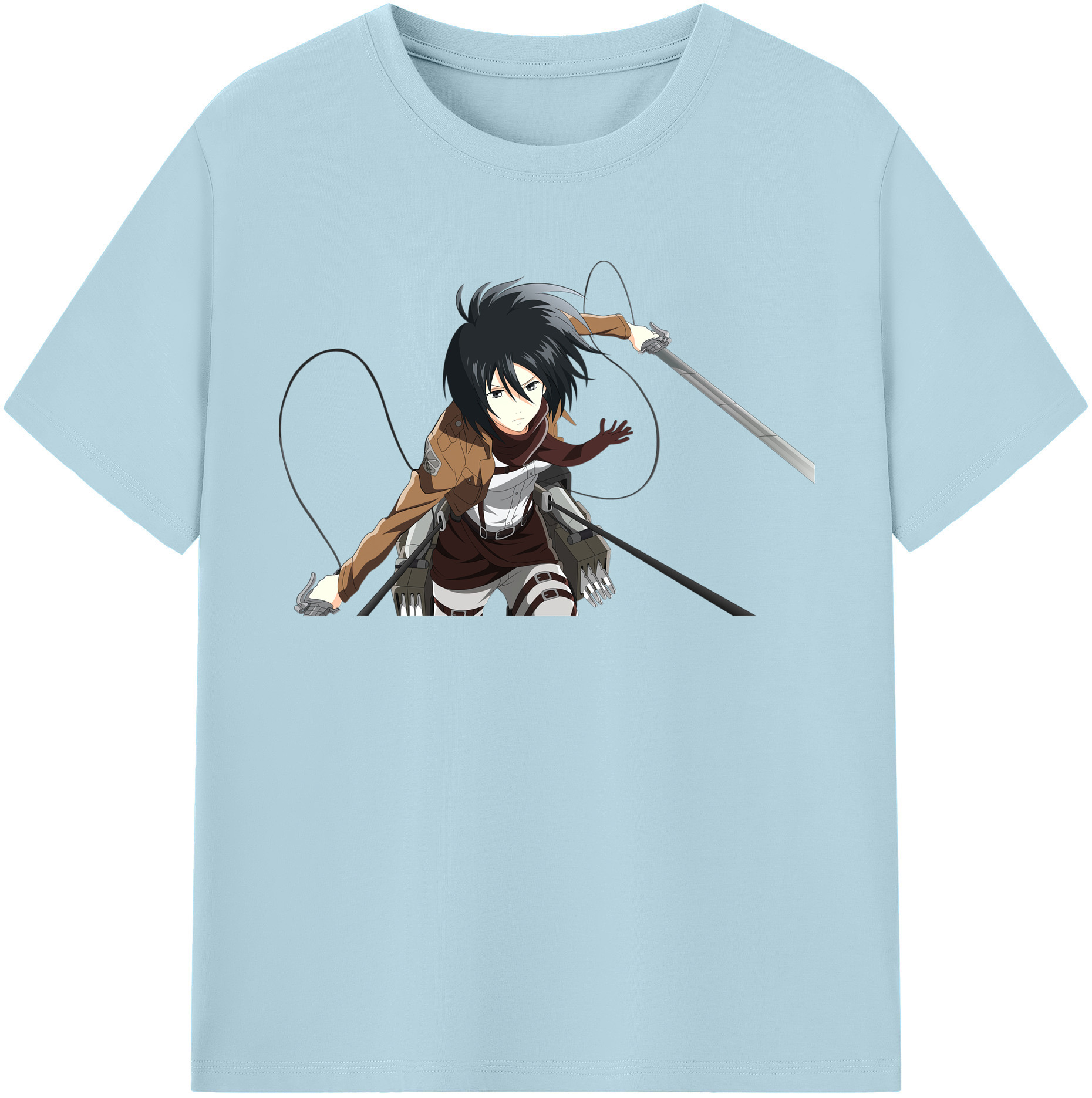 （画像用） 進撃の巨人 ミカサ·アッカーマン Attack on Titan Mikasa Ackerman 綿100％半袖Tシャツ（フロントプリント）